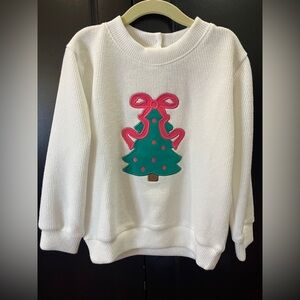 NWT Little Bear Smocks Sweater with Embroidered Christmas Tree Pink Bow Size 8
